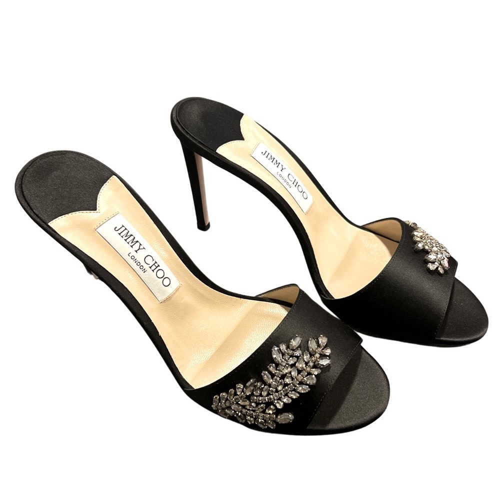 BRAND NEW - NWT Authentic Jimmy Choo - Satin Crystal Embroidery Heel
